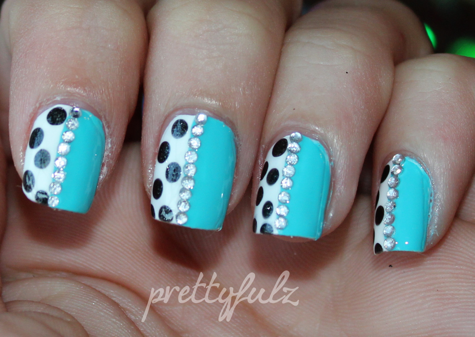Dots Nail Art
 Prettyfulz Blue Polka Dot Nail Art & Love Letter Nails