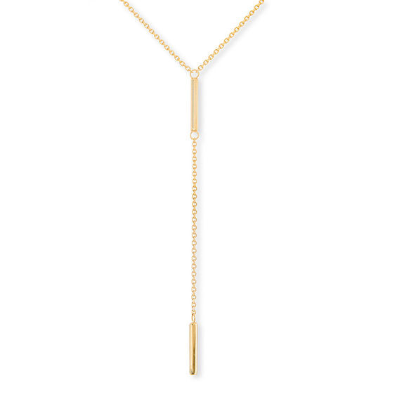 Double Bar Necklace
 Double Bar Lariat Style Necklace in 14K Gold