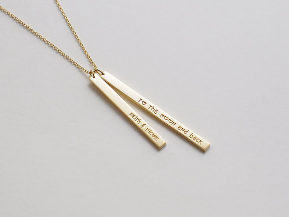 Double Bar Necklace
 Double Bar Necklace Personalized Engraved Name Plate