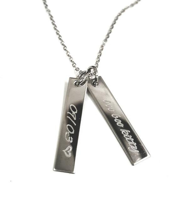 Double Bar Necklace
 Double Bar Necklace Personalized 2 Bar Charm Necklace