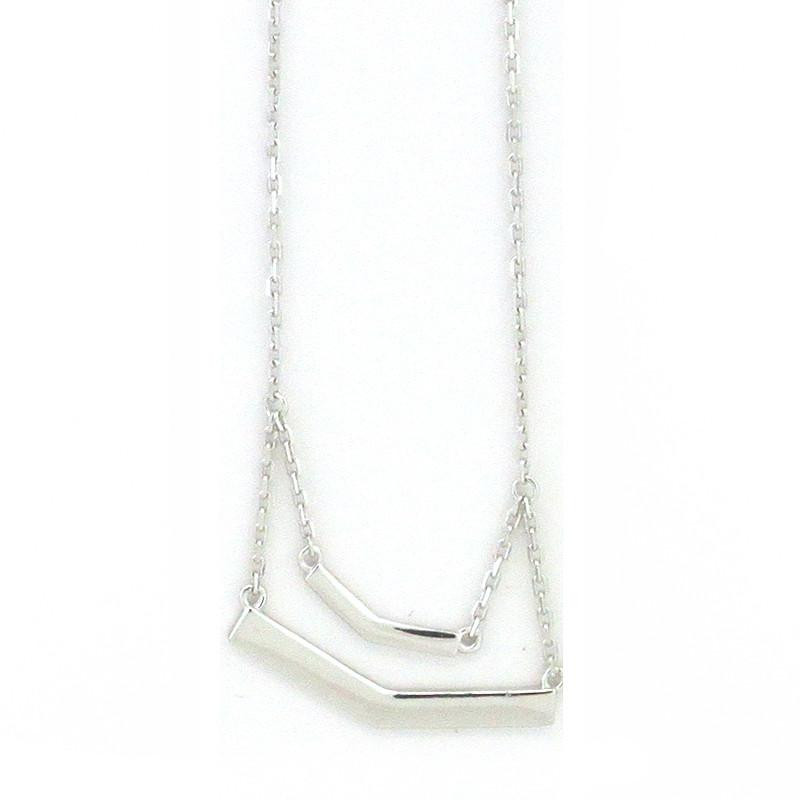 Double Bar Necklace
 925 Sterling Silver Double Bar Necklace – USJewelryhouse