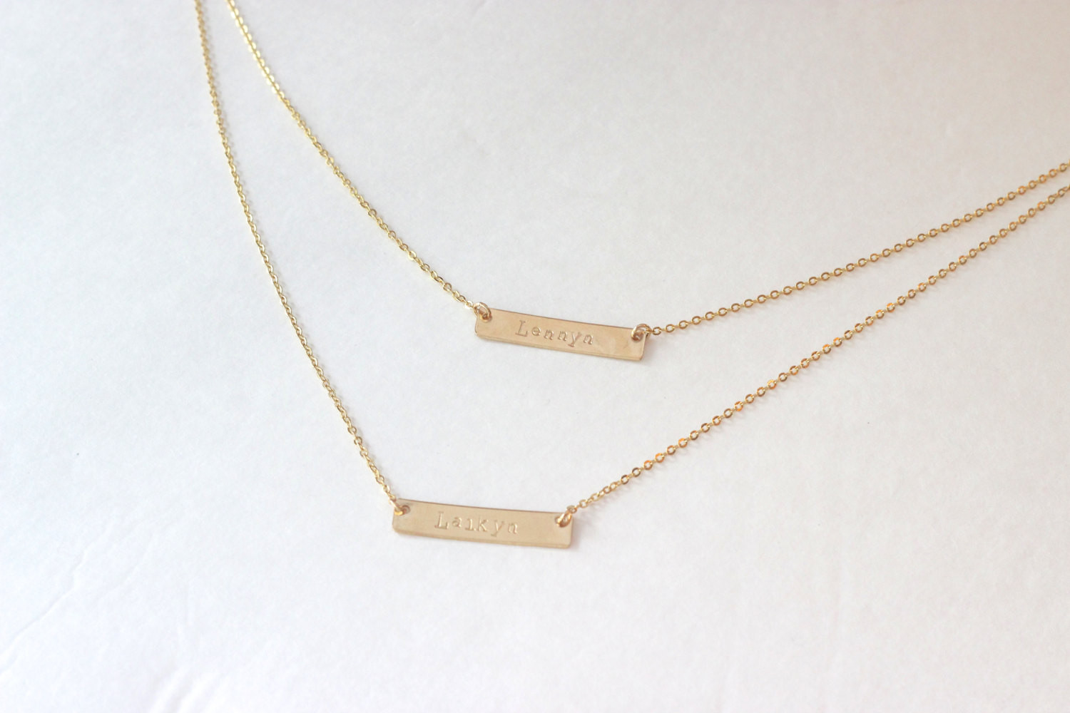 Double Bar Necklace
 double bar necklace personalized bar necklace mommy jewelry