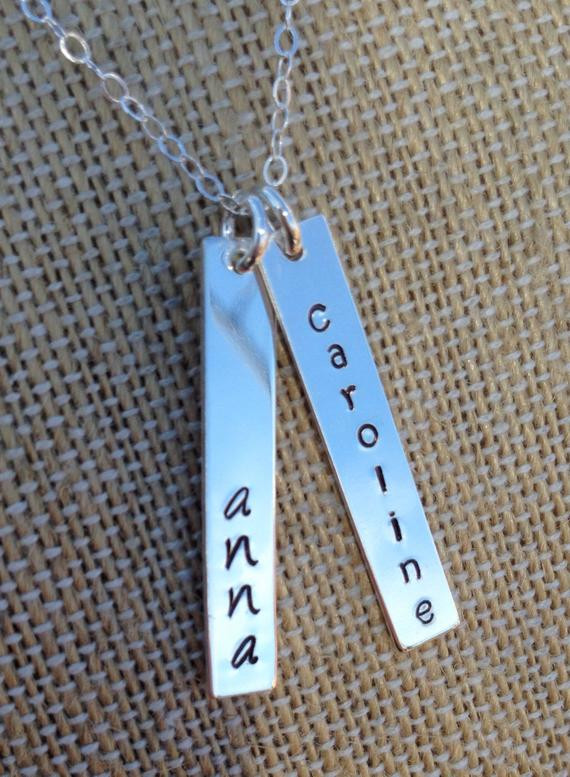 Double Bar Necklace
 Double Bar Necklace Two Names Sterling Silver Necklace