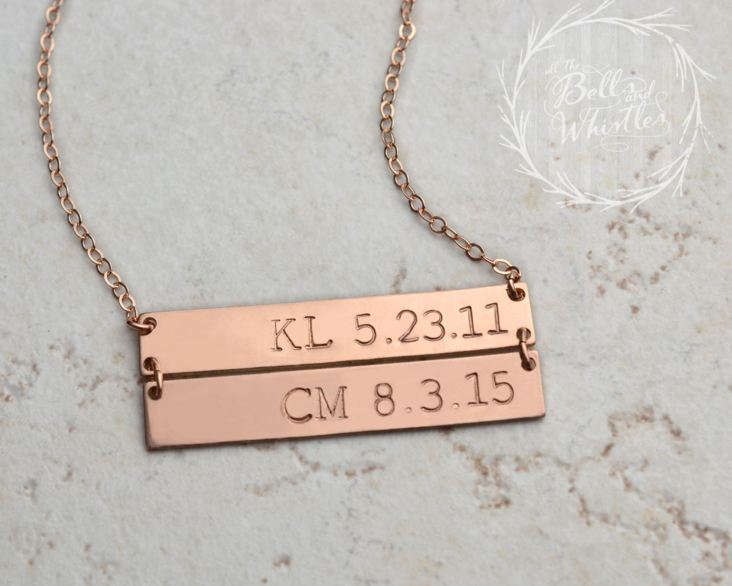 Double Bar Necklace
 Double Bar necklace linked bar necklace Personalized Bar