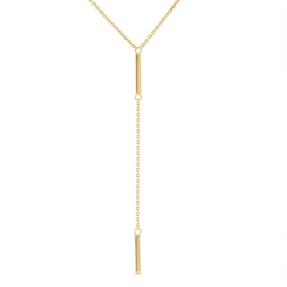 Double Bar Necklace
 Double Bar Lariat Necklace in 14K Gold