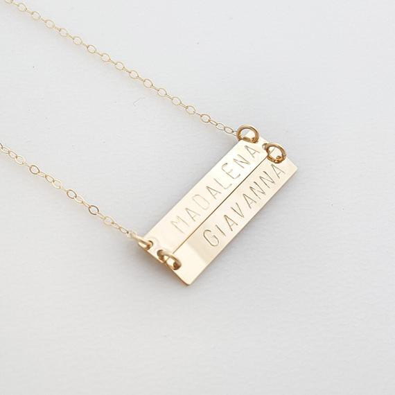 Double Bar Necklace
 Double Bar Necklace Personalized name necklace Childrens