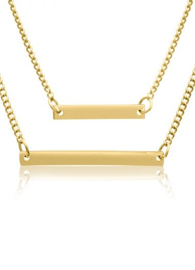 Double Bar Necklace
 Yellow Gold Double Bar Necklace by Passiana