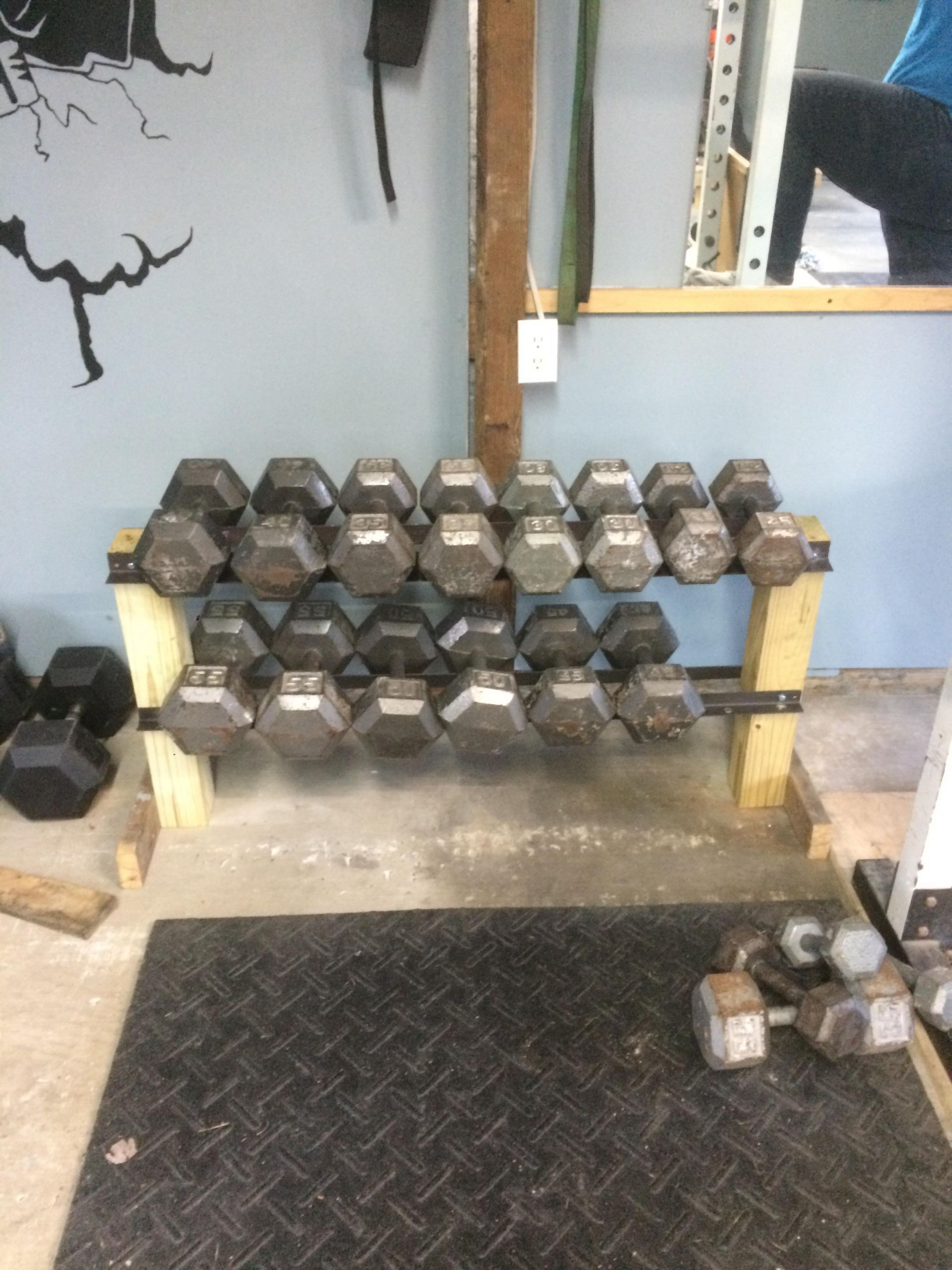 Dumbbell Rack DIY
 Made a dumbbell rack with some old bed rails homegym