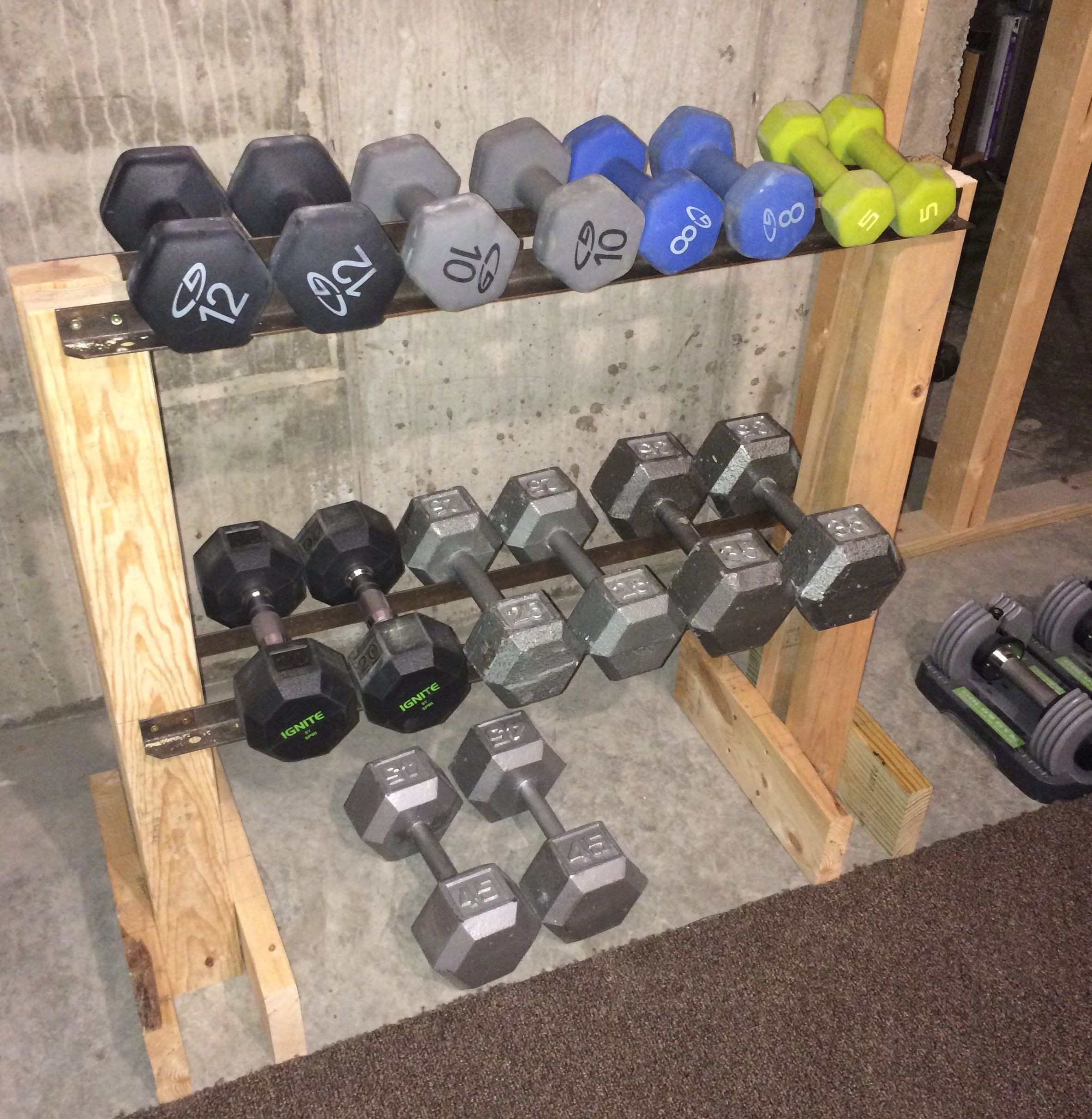 Dumbbell Rack DIY
 DIY Dumbbell Rack I made this from scrap lumber and the