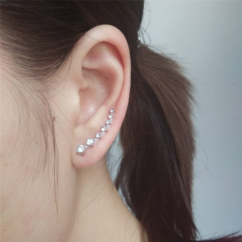 Ear Climber Earrings
 New Crystal Earring Cuff Sweep Wrap Silver Gold Ear