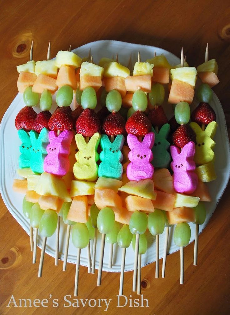 Easter Party Food Ideas Kids
 Peep Fruit Kabobs
