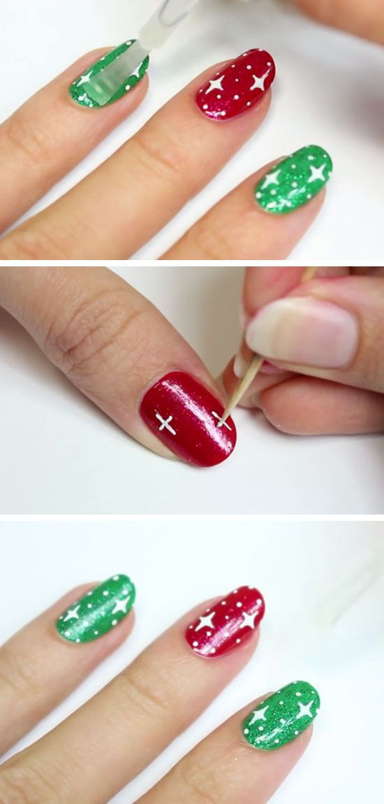 Easy Christmas Nail Designs Step By Step
 Easy Starry Christmas Nails
