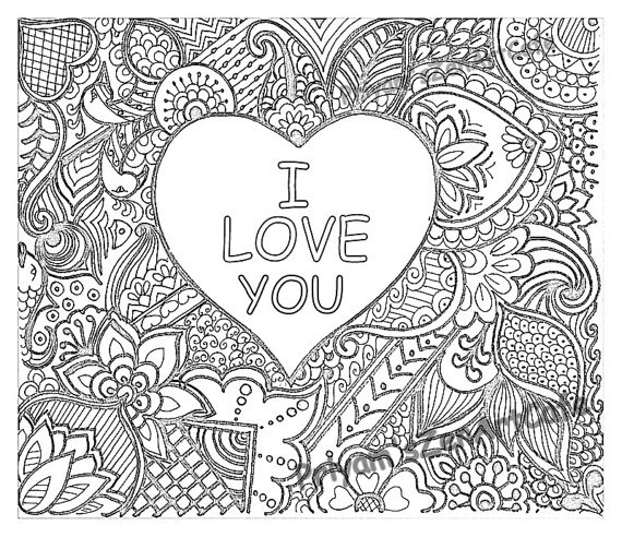Easy Coloring Pages For Adults
 easy coloring page romantic t I love you art love