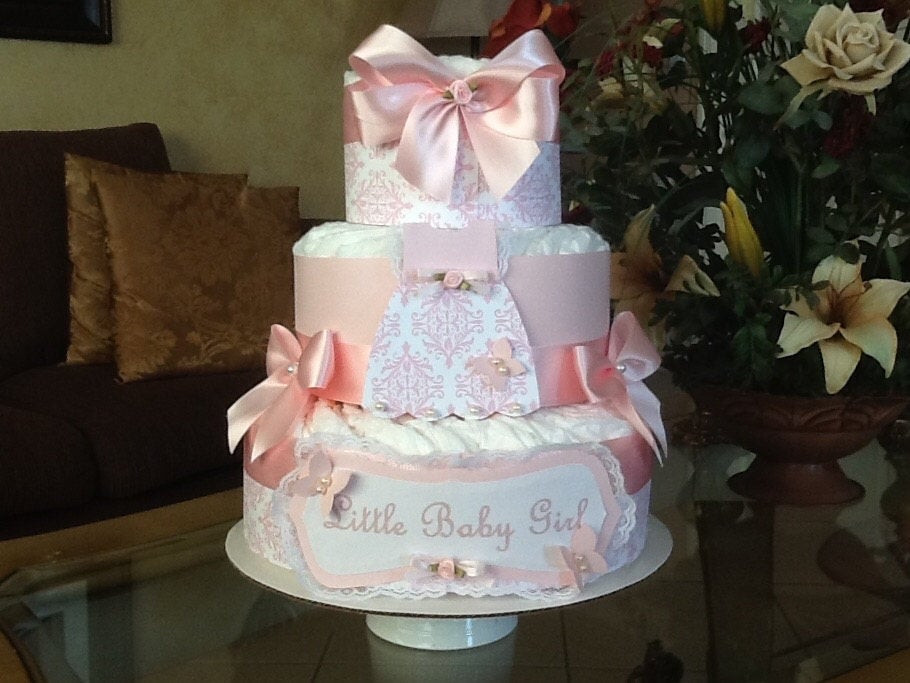 Elegant Baby Gifts
 Baby Girl Diaper Cake Pink elegant Diaper cake Baby shower