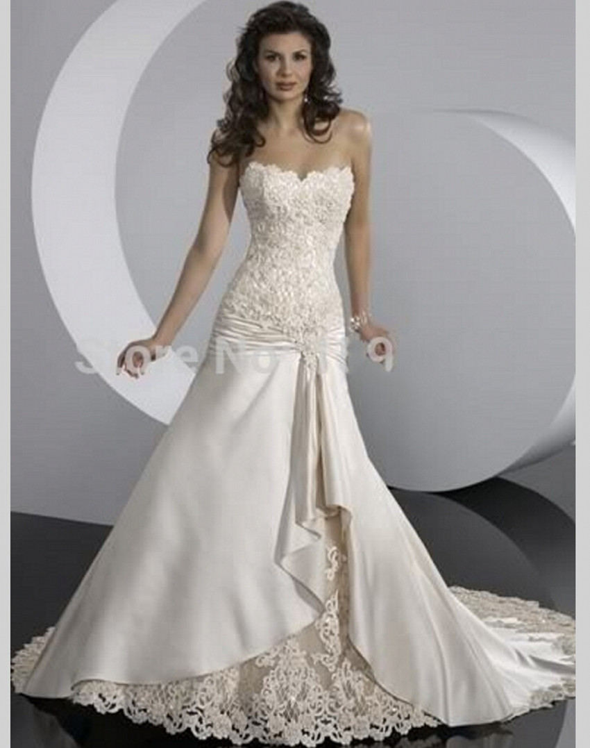 Elegant Lace Wedding Dresses
 2015 Lace A line Sweetheart Stain Wedding Dresses China