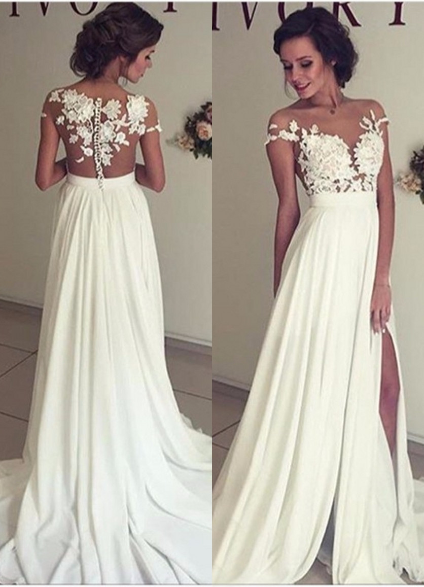 Elegant Lace Wedding Dresses
 Elegant Lace Appliques 2017 Wedding Dress Long Chiffon