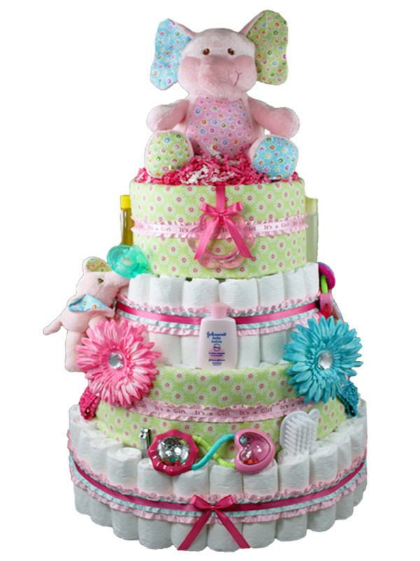 Elephant Baby Gift Ideas
 Blooming Elephant Baby Girl Diaper Cake Baby Gifts