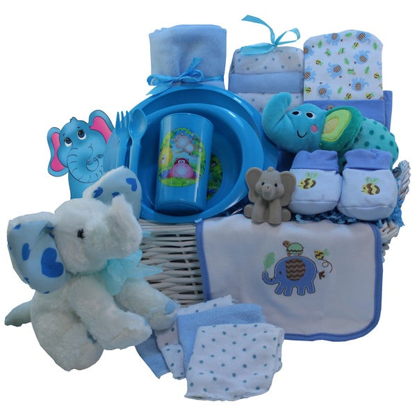Elephant Baby Gift Ideas
 Eli The Elephant Blue Baby Boy Gift Basket Free Shipping