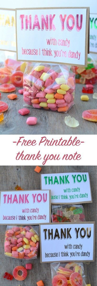 Employee Thank You Gift Ideas
 Free printable candy thank you note
