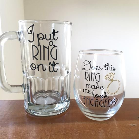 Engagement Gift Ideas For Couples
 Couples engagement t I put a ring on it beer by