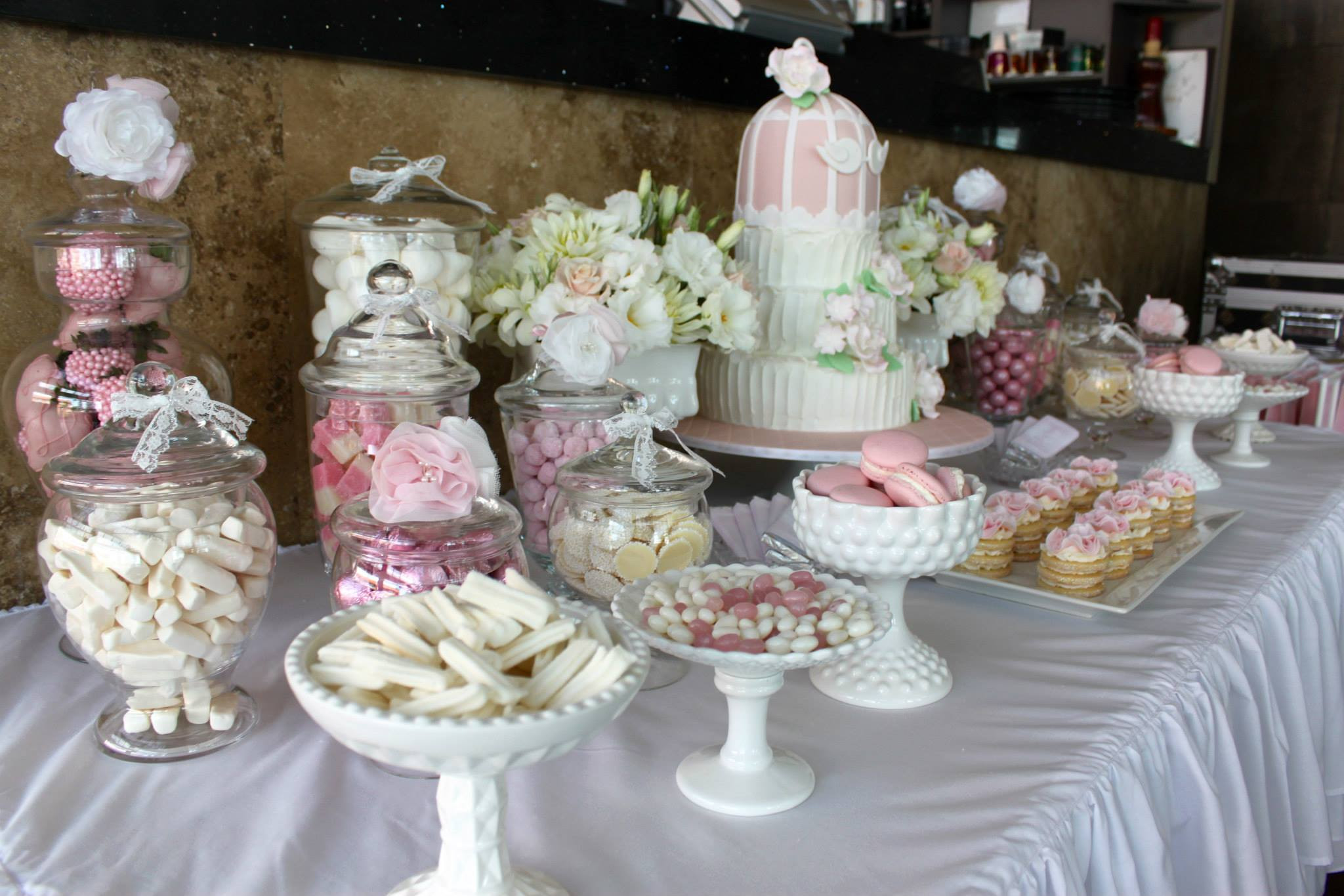 Engagement Party Buffet Ideas
 Pink & White Engagement Party