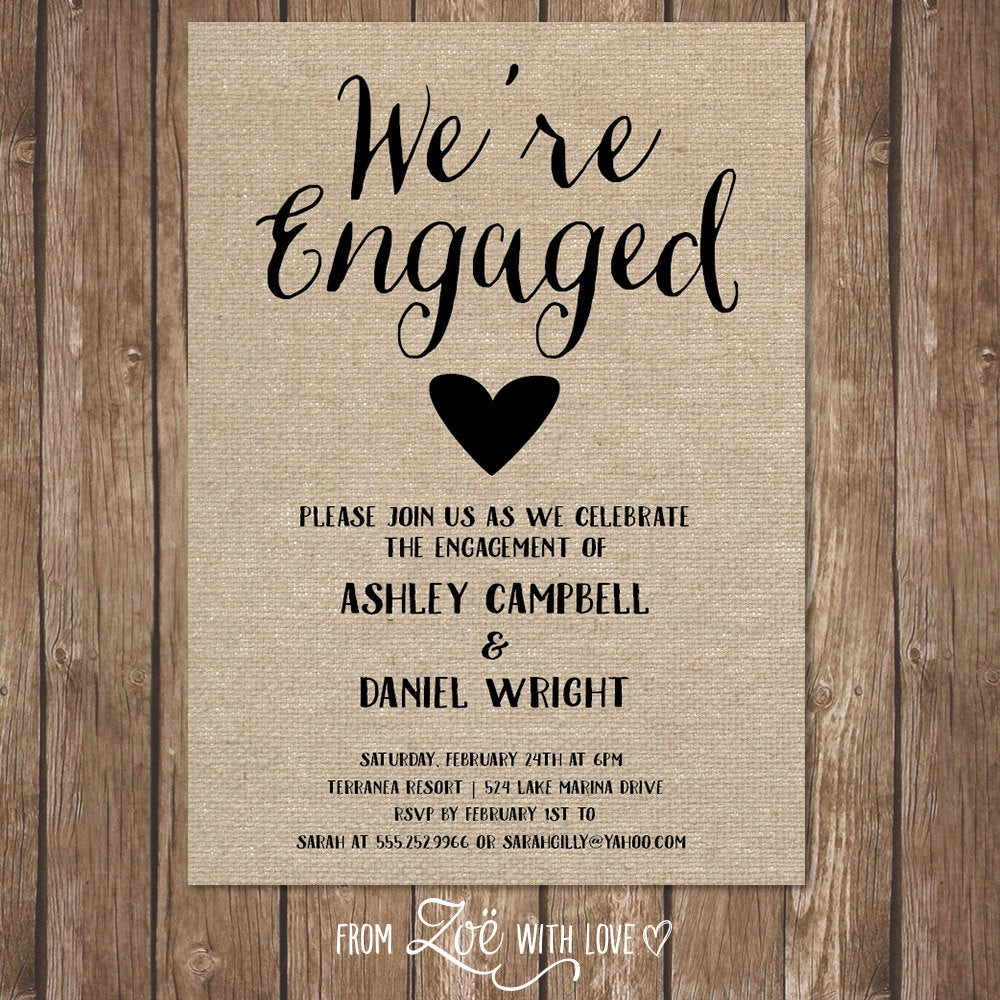 Engagement Party Invitations Ideas
 Rustic Engagement Party Invitation Printable Shabby Chic