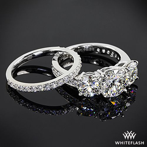 Engagement Rings And Wedding Bands Sets
 Featured here is a BREATHTAKING custom 3 stone pave