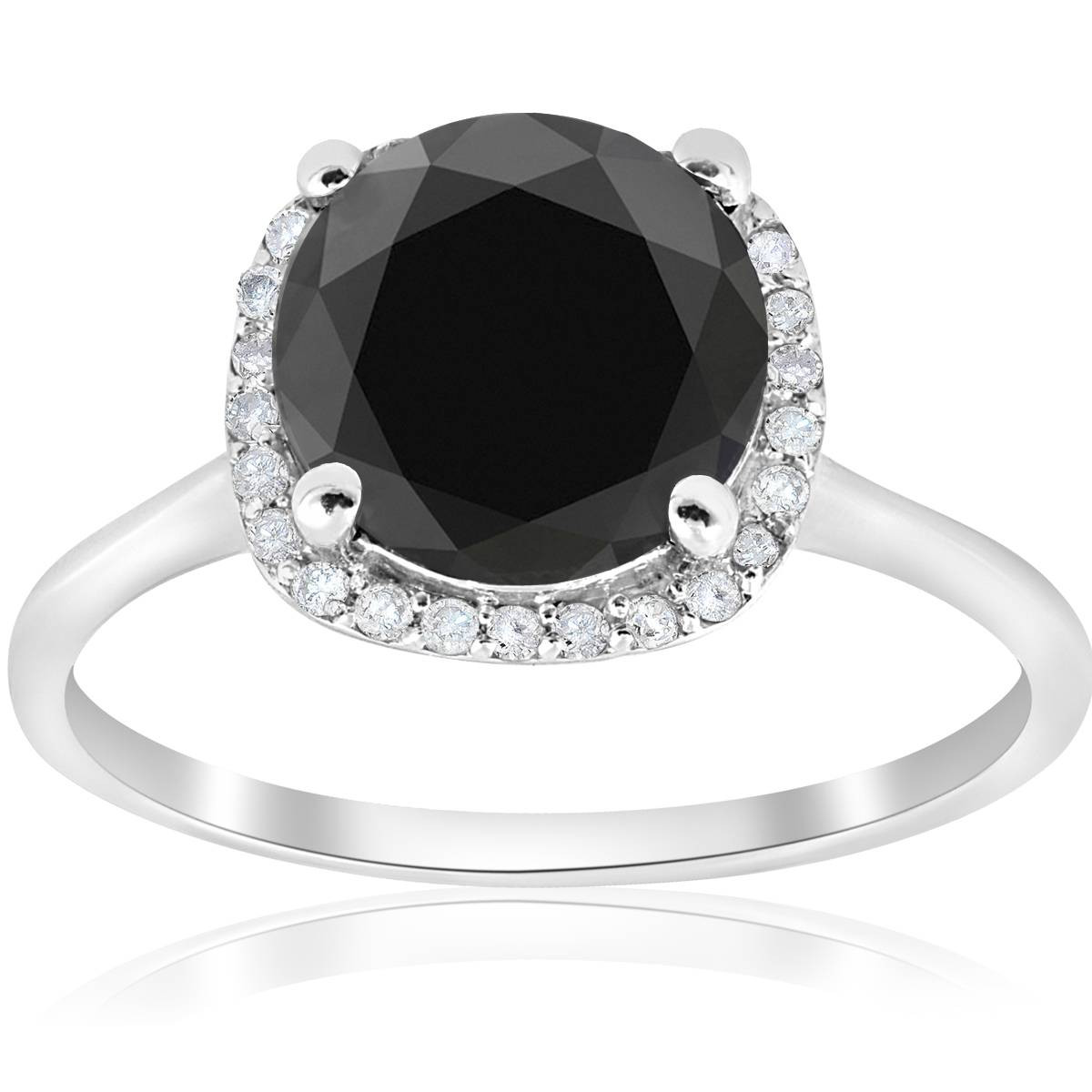 Engagement Rings With Black Diamonds
 3 1 10ct Treated Black Diamond Cushion Halo Engagement