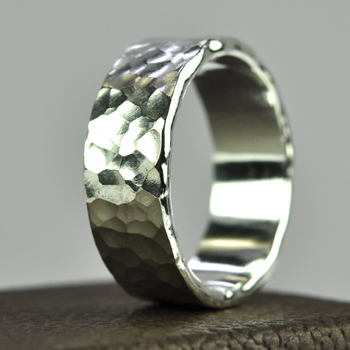 Etsy Wedding Rings
 Silver Mens Ring Hammered Wedding Band by seababejewelry