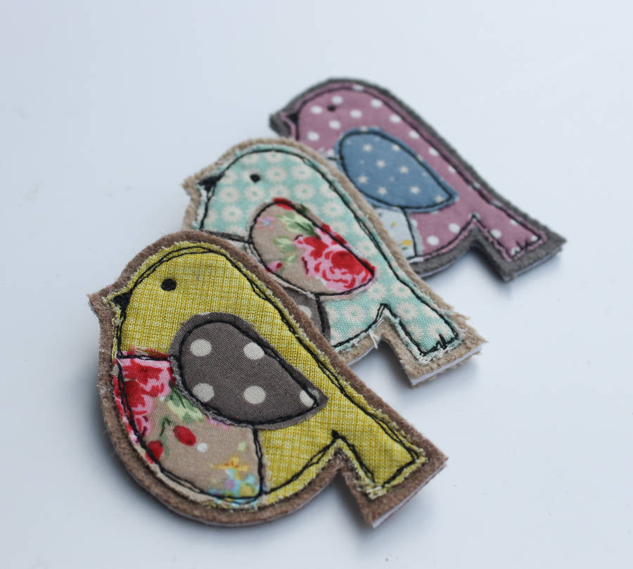 Fabric Brooches
 fabric bird brooch by honeypips