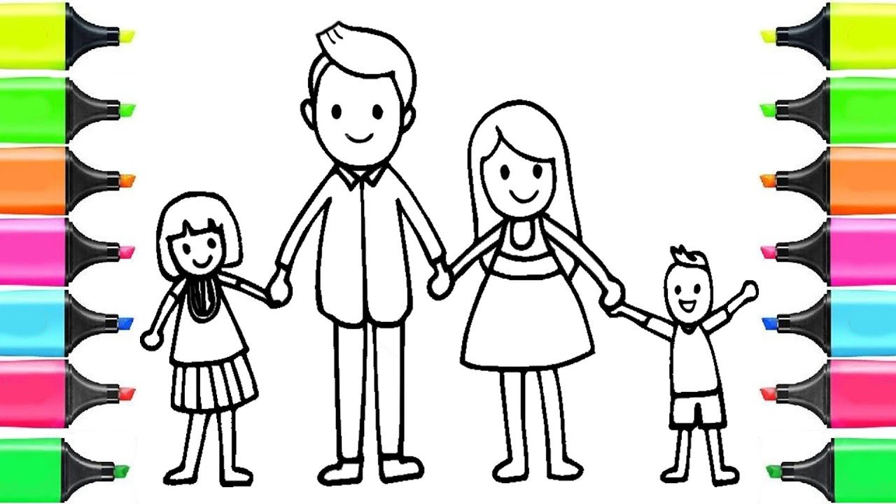 Family Coloring Pages For Toddlers
 How to Draw Happy Family for KIDS Learn Coloring Page