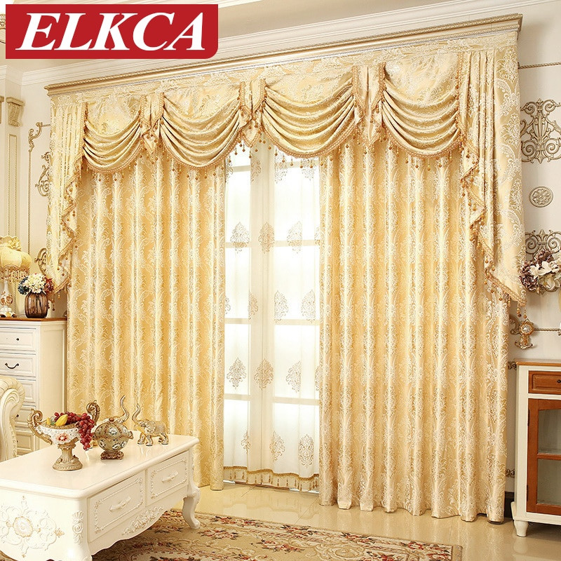 Fancy Curtains For Living Room
 European Golden Royal Luxury Curtains for Bedroom Window
