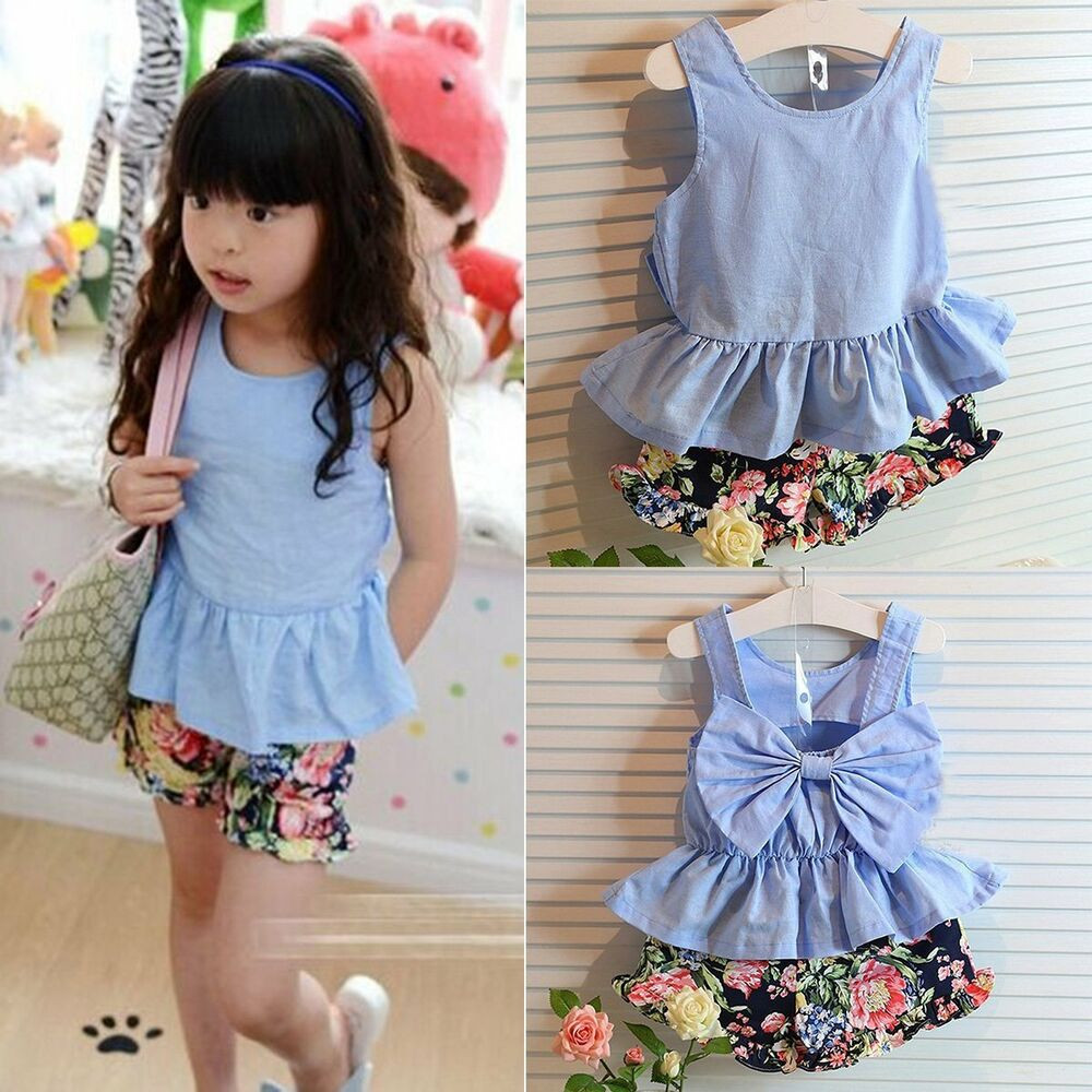 Fashion Baby Clothes
 Toddler Kids Baby Girl Clothes Bowknot T shirt Tops Dress