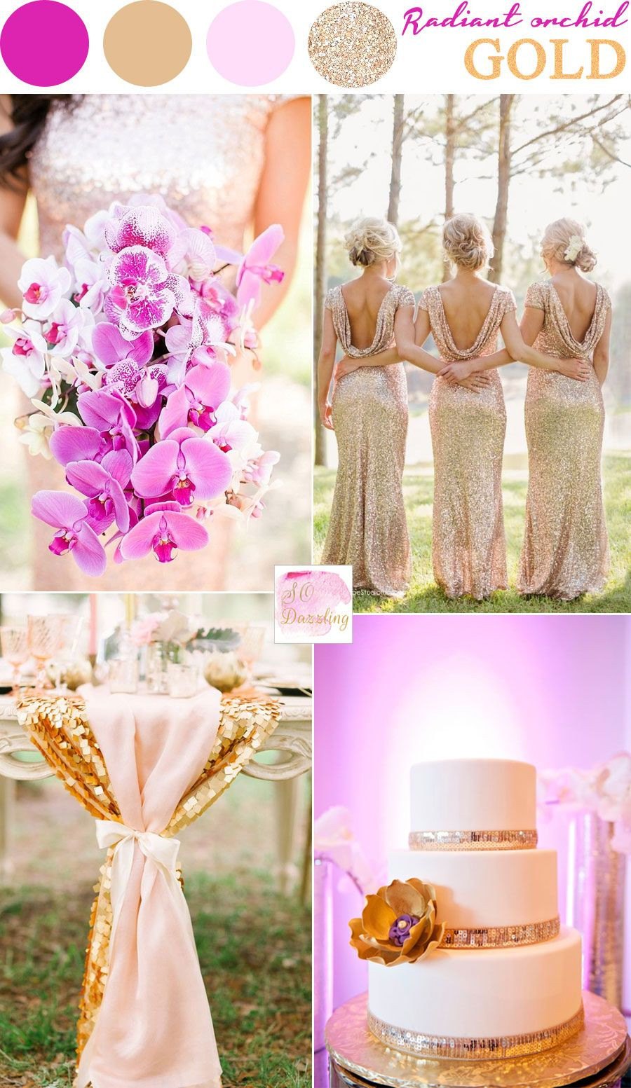 February Wedding Themes
 งานแต่งสีม่วง ผสม สีทอง Radiant Orchid Gold 