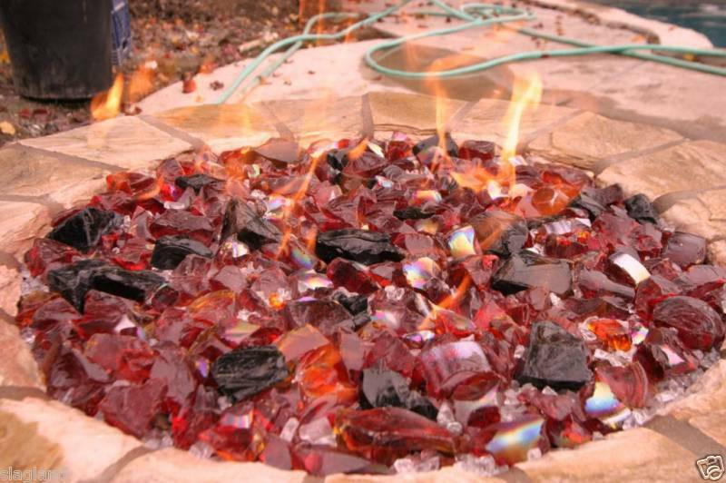 Firepit Glass Rocks
 Fire pit glass rocks & fire place rock red mix e pound
