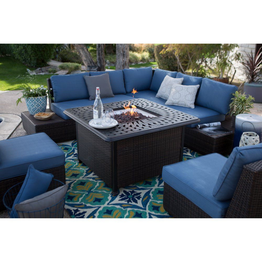Firepit Patio Set
 Belham Living Luciana Bay Wicker Sofa Sectional Set with
