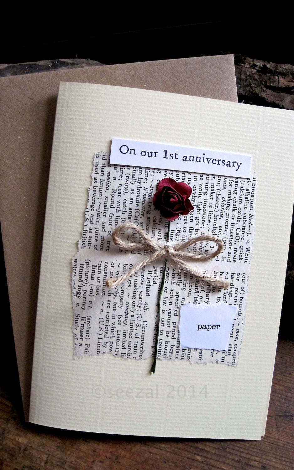 First Anniversary Gift Ideas Paper
 Romantic and understated First Wedding Anniversary card