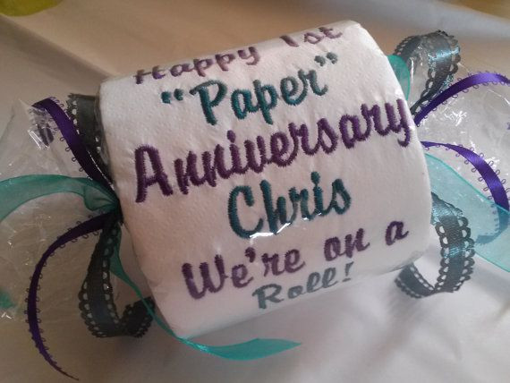 First Anniversary Gift Ideas Paper
 Happy 1st Paper Anniversary Embroidered Toilet by