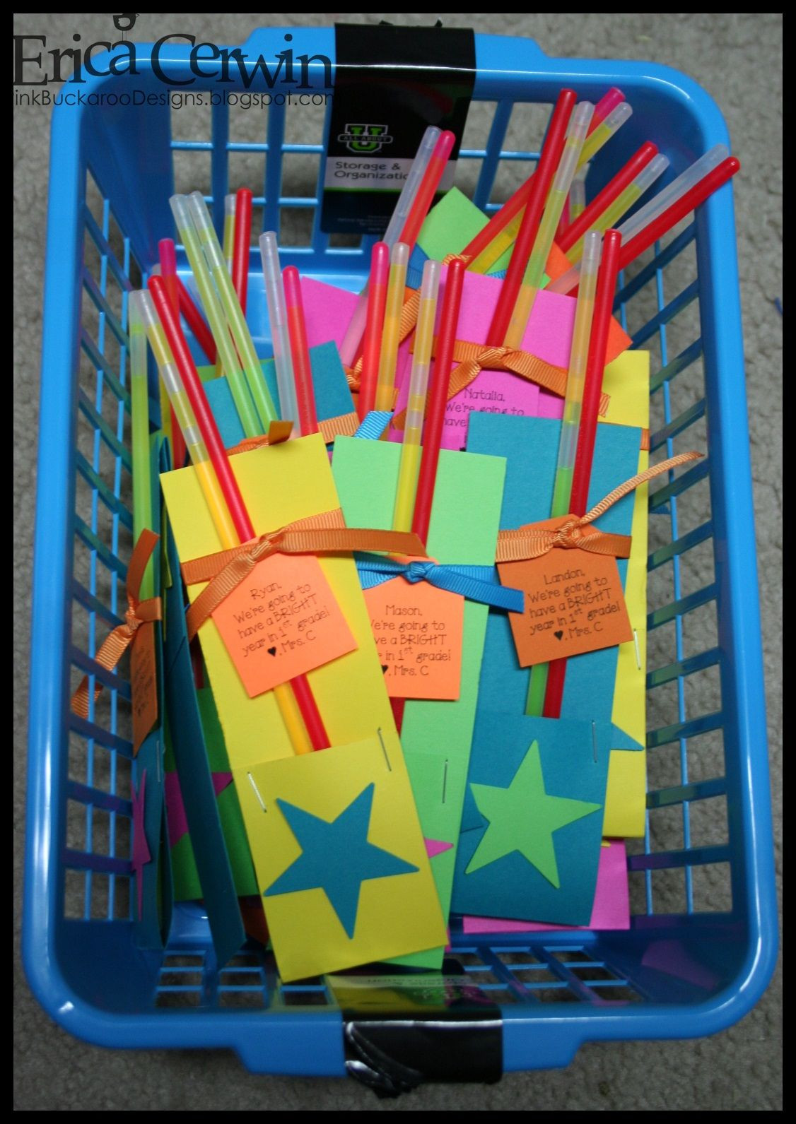First Day Of School Gifts For Kids
 What a cute idea They are glow sticks with a tag from