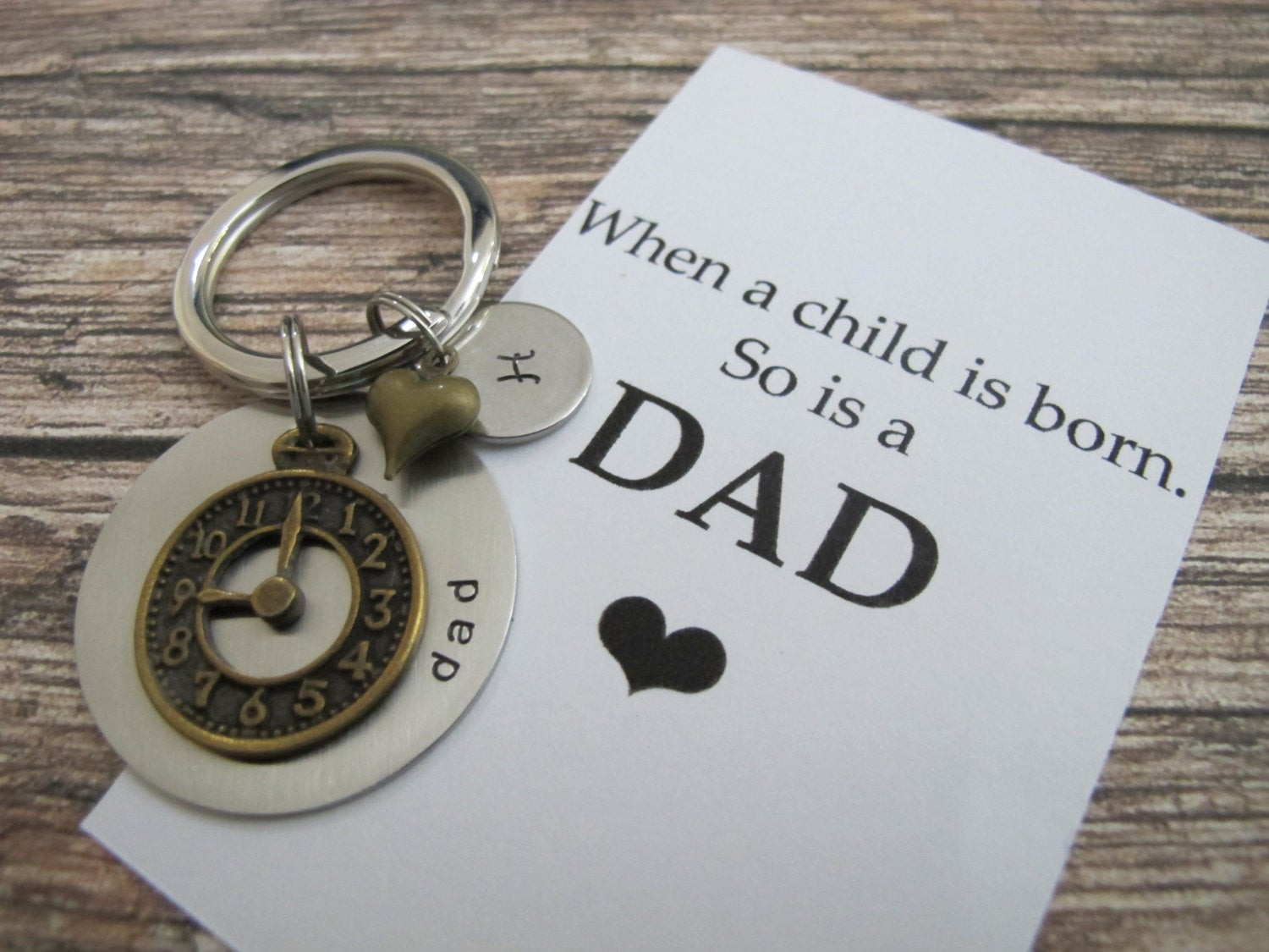 First Time Fathers Day Gift Ideas
 First time dad quote Personalized initial keychain New dad
