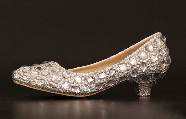 Flat Wedding Shoes With Rhinestones
 Bling high heel crystal wedding shoes rhinestone low heel