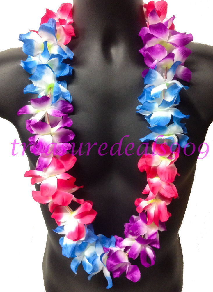 Flower Necklace Hawaii
 12 LED Light Up Hawaiian Lei Flashing Flowers Luau Hawaii