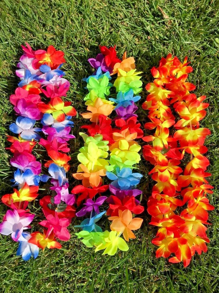 Flower Necklace Hawaii
 NEW Hawaiian Silk Flower Lei Hawaii Luau Party Favors Hula