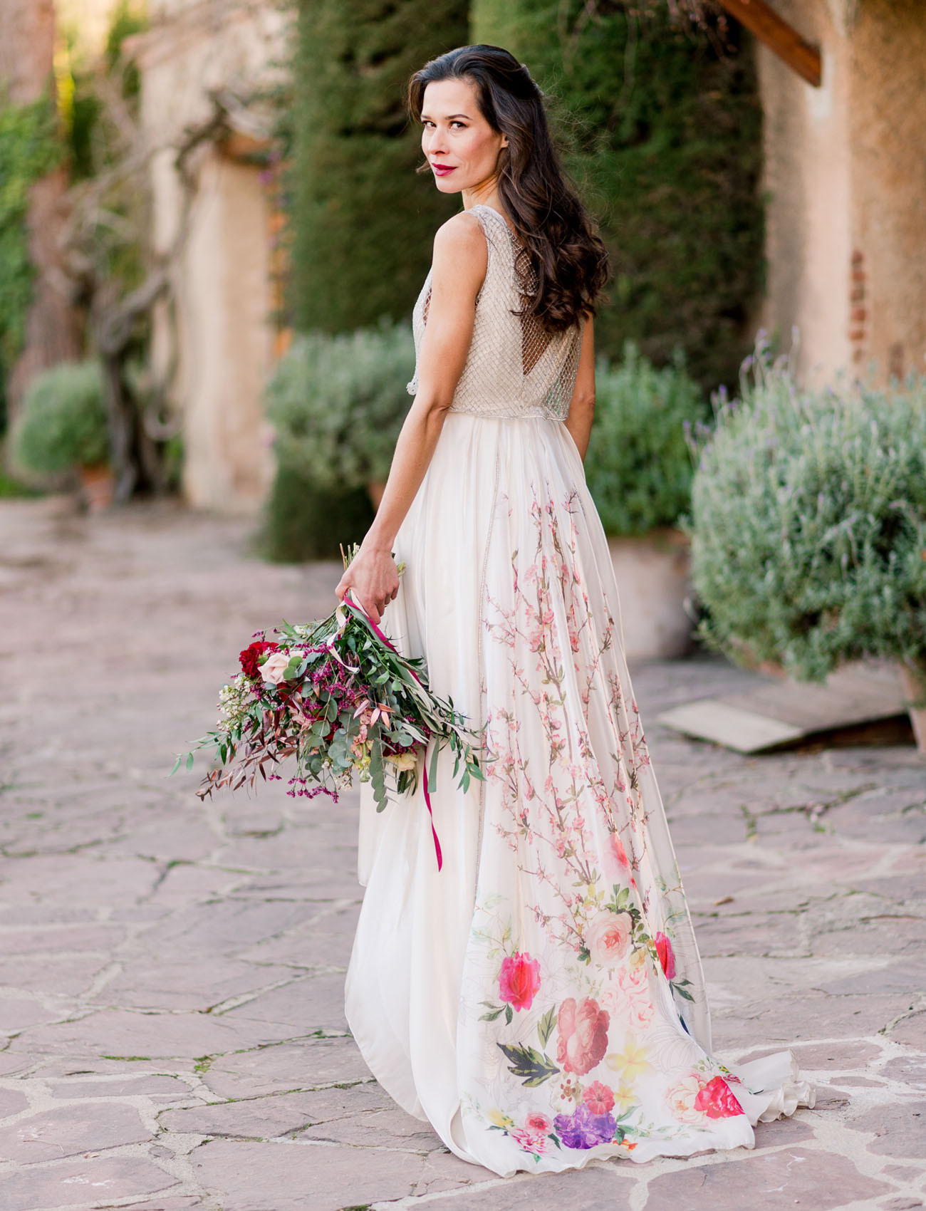 Flower Wedding Dresses
 Bold Romantic Barcelona Wedding Reception with a Floral