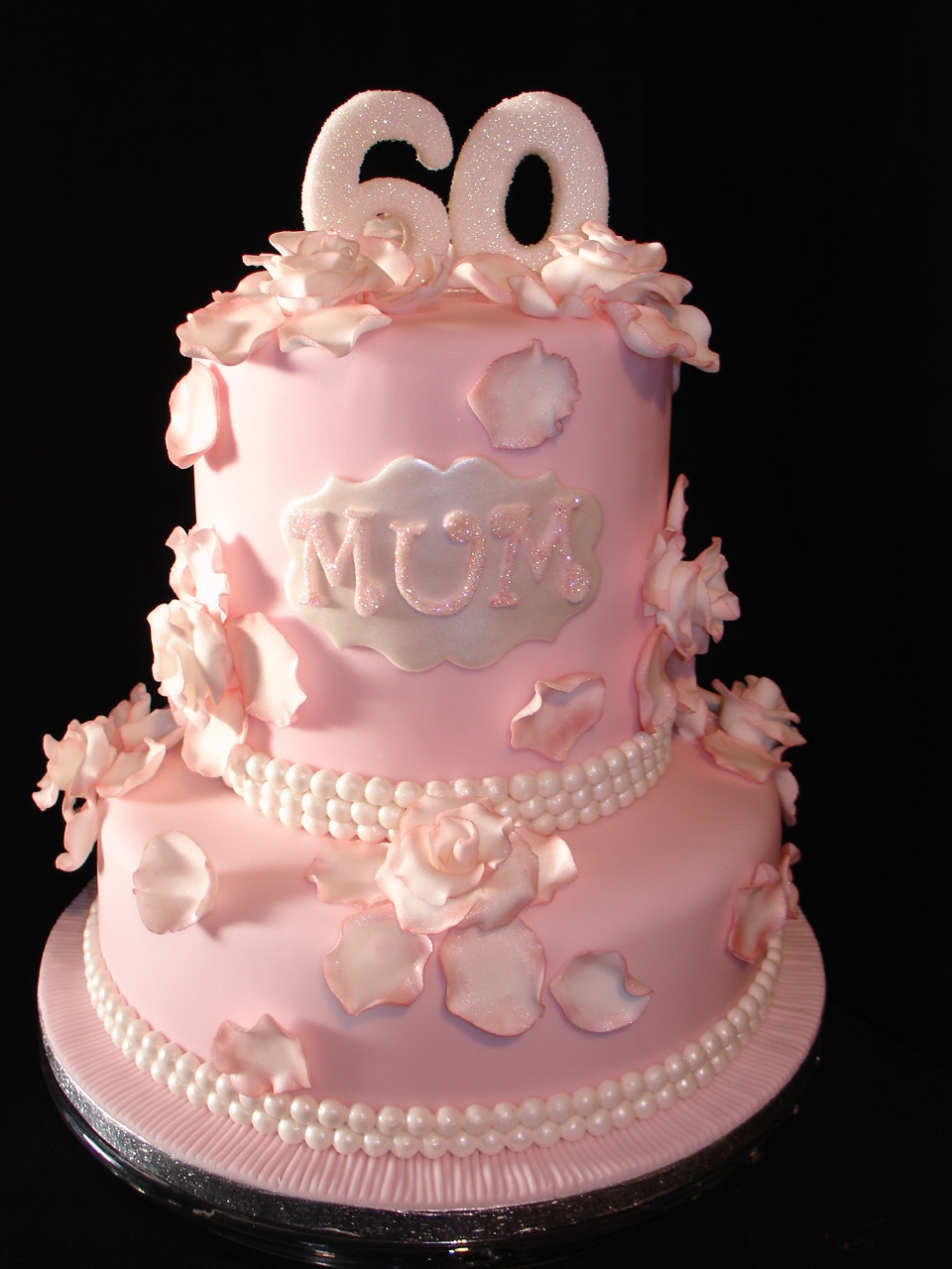 Fondant Birthday Cakes
 Pale Pink 60Th Birthday Fondant Cake CakeCentral