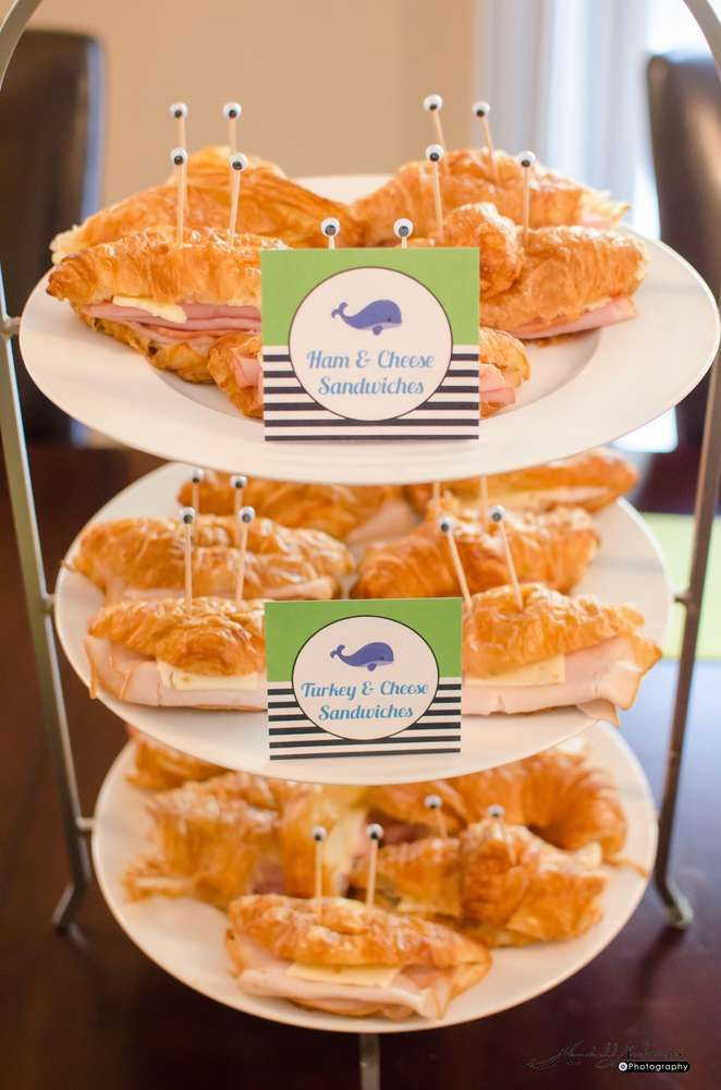Food Ideas Nautical Theme Party
 Crab croissant sandwiches at an under the sea birthday