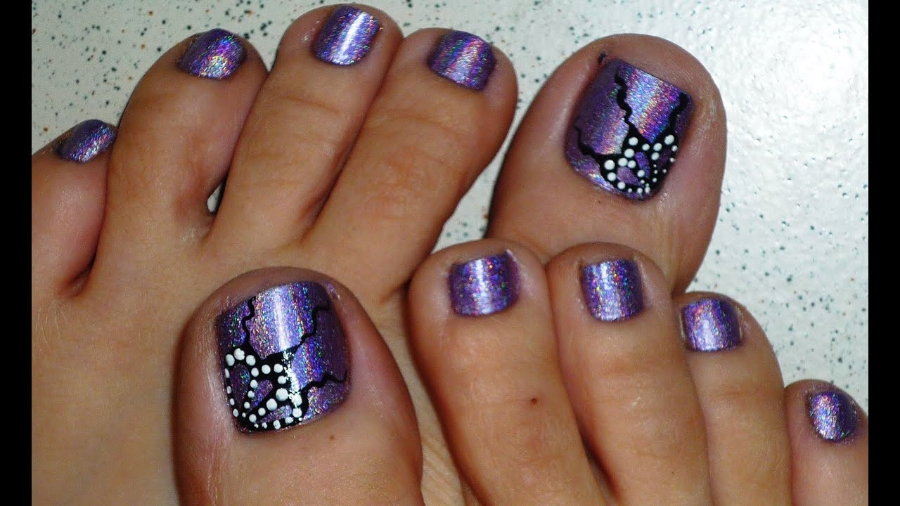 Foot Nail Designs
 Butterfly Wings Holographic Toe Nail Design