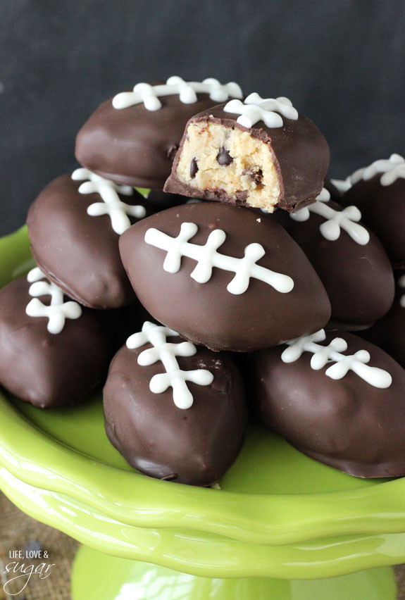Football Desserts Recipes
 Chocolate Chip Cookie Dough Footballs Life Love and Sugar