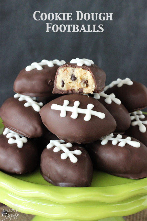 Football Desserts Recipes
 Chocolate Chip Cookie Dough Footballs Life Love and Sugar