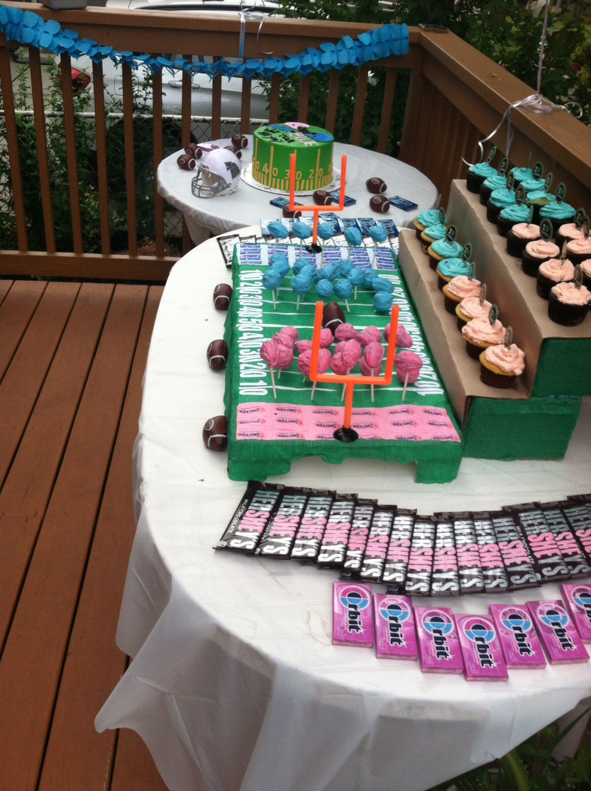 Football Themed Gender Reveal Party Ideas
 Gender reveal football theme dessert table A football